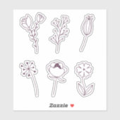 Sticker Fleurs de la ligne de gribouillis (Feuille)