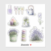 Sticker Fleurs de lavande de seau vert (Feuille)