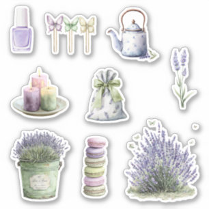 Sticker Fleurs de lavande de seau vert