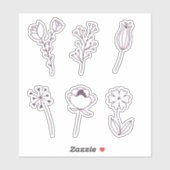Sticker Fleurs de ligne de Doodle (Feuille)