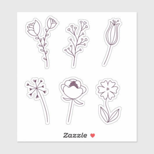 Sticker Fleurs de ligne de Doodle (Feuille)