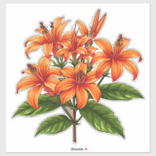 Sticker Fleurs de lys brillantes avec des feuilles vertes