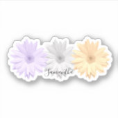 Sticker Fleurs de marguerite jaune violet gris Nom (Devant)