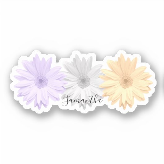 Sticker Fleurs de marguerite jaune violet gris Nom (Devant)