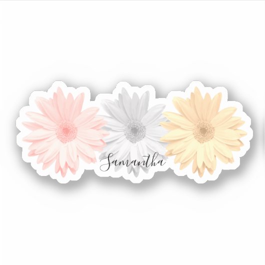 Sticker Fleurs de marguerite rose gris jaune (Devant)