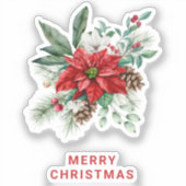 Sticker Fleurs de Noël Bouquet Rouge et blanc (Recto)