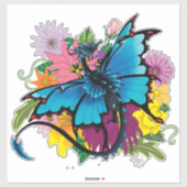 Sticker Fleurs de papillon bleu Dragon (Feuille)