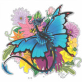 Sticker Fleurs de papillon bleu Dragon (Devant)