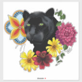 Sticker Fleurs de Portrait Jaguar Noir (Feuille)