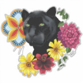 Sticker Fleurs de Portrait Jaguar Noir (Devant)