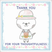 Sticker Fleurs de printemps doux Kawaii Chat Merci (Devant)
