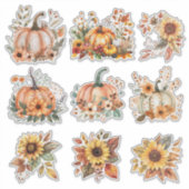 Sticker Fleurs de récolte - Citrouille d'aquarelle et tour (Devant)