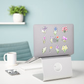 Sticker Fleurs de ressort d'aquarelle (Ordinateur portable sur le bureau)