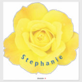 Sticker Fleurs de rose jaune Bleu Nom Modèle de texte Mign (Feuille)