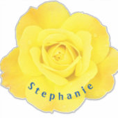 Sticker Fleurs de rose jaune Bleu Nom Modèle de texte Mign (Devant)