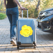 Sticker Fleurs de rose jaune Texte de nom bleu Modèle Mign (Valise Insitu)