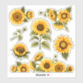 Sticker Fleurs de soleil brillantes (Feuille)
