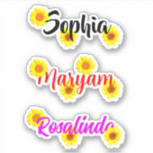 Sticker Fleurs de soleil pour filles, chevalets de nom de  (Devant)