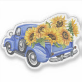 Sticker Fleurs de soleil vintage Blue Truck (Devant)
