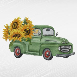 Sticker Fleurs de soleil vintage Green Truck