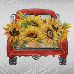 Sticker Fleurs de soleil vintages jaunes Rouges Truck Aqua