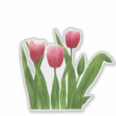Sticker Fleurs de tulipe rouge avec verdure (Devant)