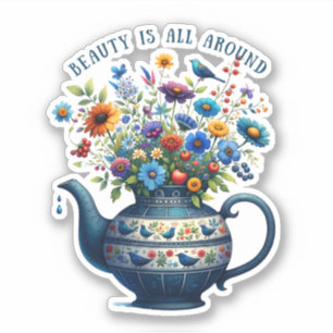 Sticker Fleurs de Vase d'Art populaire Beauté Tout autour