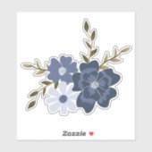 Sticker Fleurs de vigne Bleues simples Botanique (Feuille)