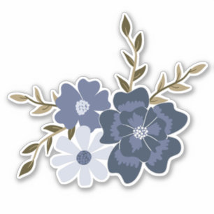 Sticker Fleurs de vigne Bleues simples Botanique