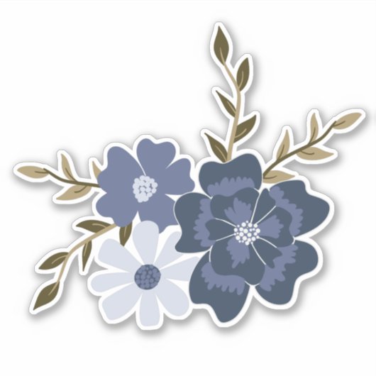 Sticker Fleurs de vigne Bleues simples Botanique (Devant)