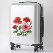 Sticker Fleurs d'Hibiscus Rouge Clair et Rose (Sur valise)