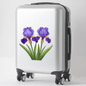 Sticker Fleurs d'Iris Violet Vibrant Avec des Feuilles Ver (Sur valise)