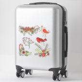 Sticker Fleurs d'oiseaux de Noël (Sur valise)