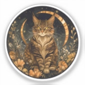 Sticker Fleurs dorées de la lune de chat d'automne (Recto)