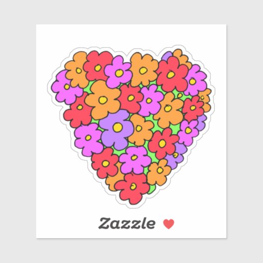 Sticker Fleurs en forme de coeur (Feuille)