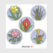 Sticker Fleurs en Verre Coloré (Feuille)