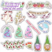 STICKER FLEURS ET FEUILLES DE NOËL (Devant)