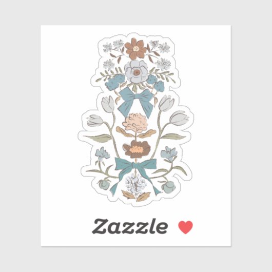 Sticker Fleurs et rubans bleus (Feuille)