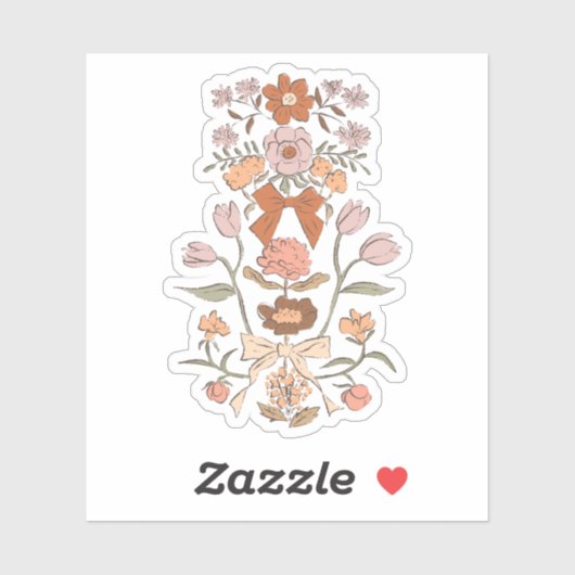 Sticker Fleurs et rubans roses (Feuille)