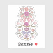 Sticker Fleurs et rubans roses et violets (Feuille)