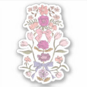 Sticker Fleurs et rubans roses et violets (Devant)