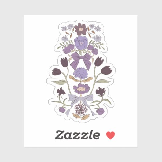 Sticker Fleurs et rubans violets (Feuille)