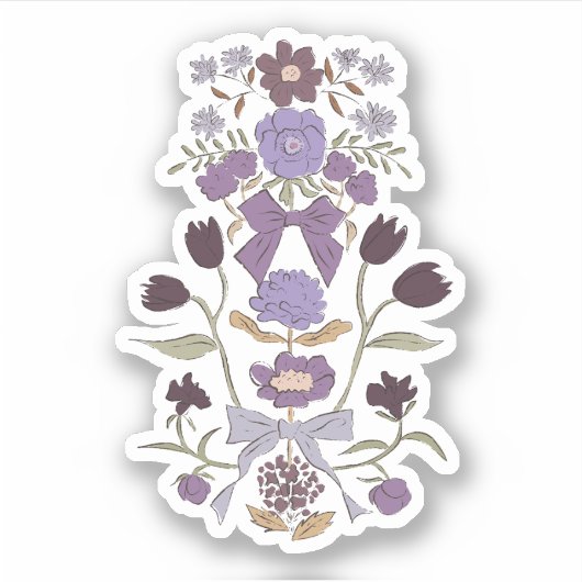 Sticker Fleurs et rubans violets (Devant)