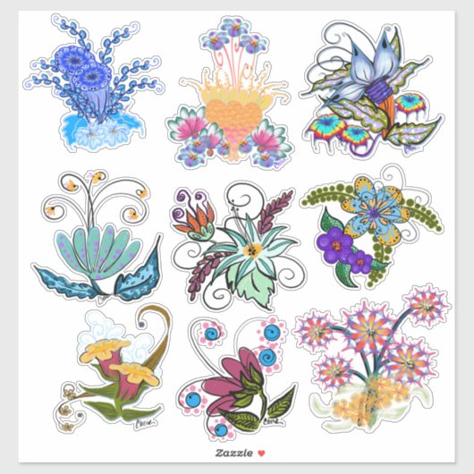 Sticker Fleurs Fairyland | Blanc ou Effacé (Feuille)