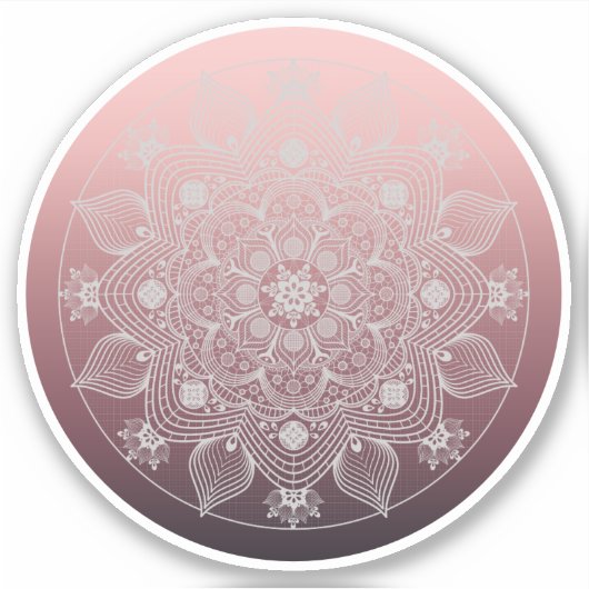 Sticker Fleurs, Feuilles, Dentelle Blanche Floral Mandala  (Devant)