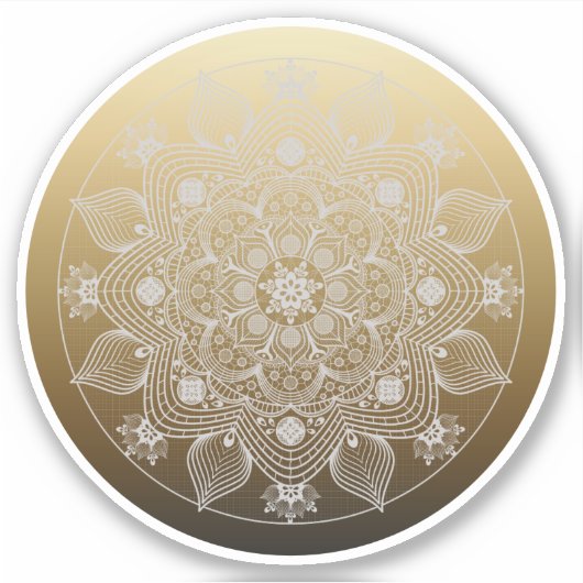 Sticker Fleurs, Feuilles, Dentelle Blanche Floral Mandala (Devant)