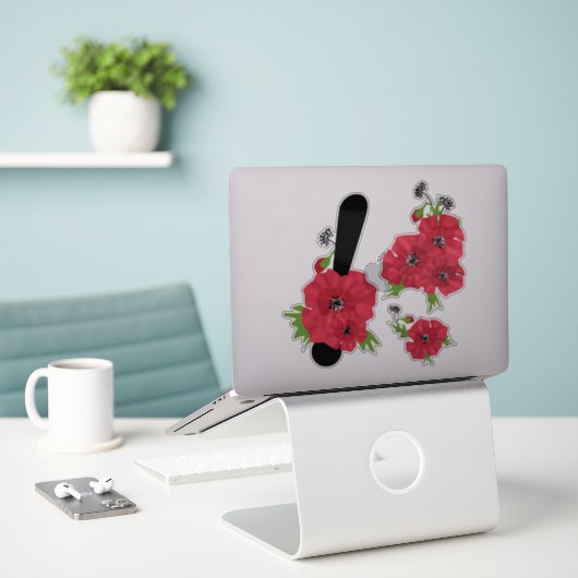 Sticker Fleurs, fleurs, monogramme, monogramme (Ordinateur portable sur le bureau)