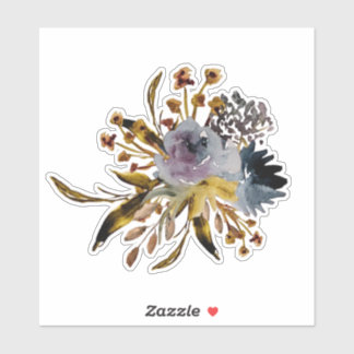 Sticker Fleurs graphites peintes à la main en violet 