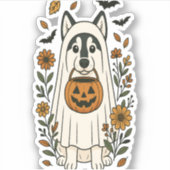 Sticker Fleurs Husky Sibériennes d'Halloween (Devant)