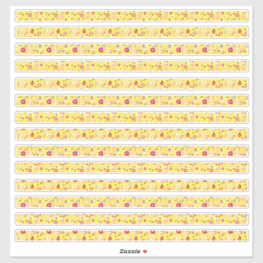 Sticker Fleurs Jaunes Petites Bordures (Feuille)